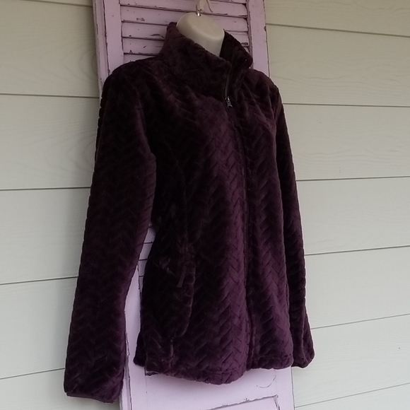 ๐ FREE COUNTRY Chevron Butter Pile Jacket Purple M NWT - Picture 6 of 12
